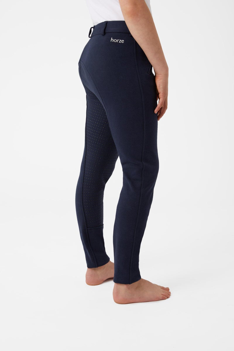 HORZE Active Kids' Unisex Silicone Grip Full Seat Horseback Riding Breeches - Peacoat Dark Blue - XXL - Image 2